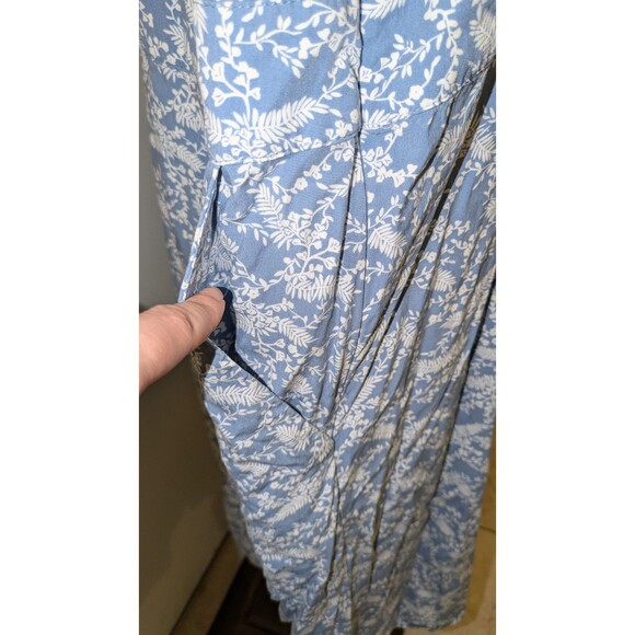 CHRISTOPHER & BANKS WOMEN'S XXL 2XL BLUE WHITE FLORAL PRINT DRESS SLEEVELESS - Picture 4 of 10